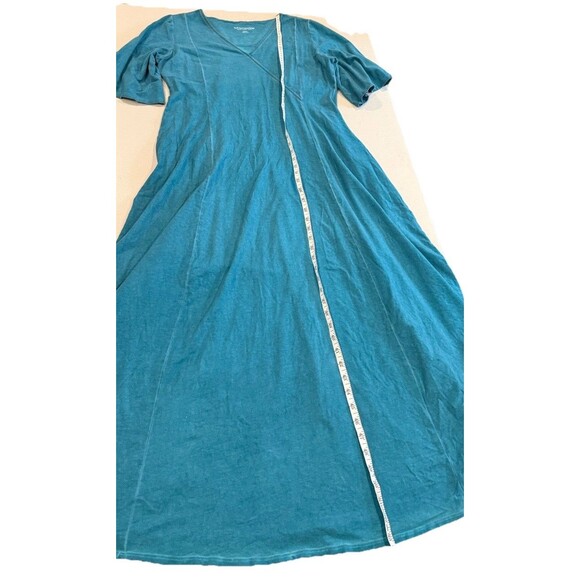 Soft Surroundings Maxi Dress Women Medium Teal 3/4 Sleeve Lagenlook Boho Minimal - Picture 5 of 5